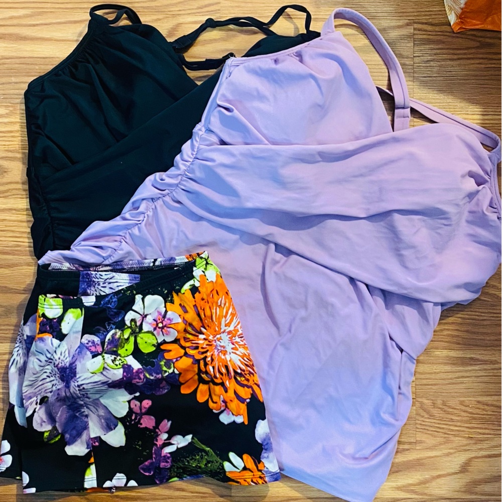 2x Swim Bundle - old navy cacique - 2 wrap front underwire tankinis & 1 bottom